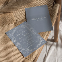 Botanical Dusty Blue Floral Boho classy Wedding 