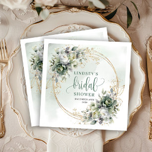 Botanical Dusty Green Bridal Shower Party Napkins