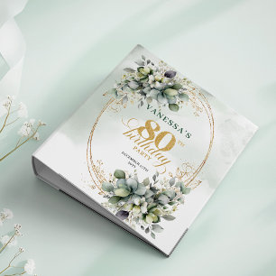 Botanical Dusty Green Watercolor 80th Birthday Binder