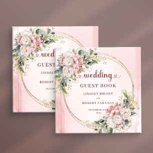 Botanical Dusty Pink Flowers Eucalyptus Guest Book