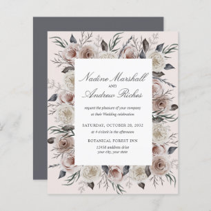 Botanical Dusty Rose Grey Goth Romantic Wedding