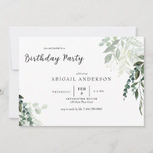 Botanical Elegance Birthday Party Invitation