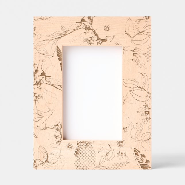 Botanical Elegance – Hand-Drawn Floral Wooden Pict Etched Frames (Front)