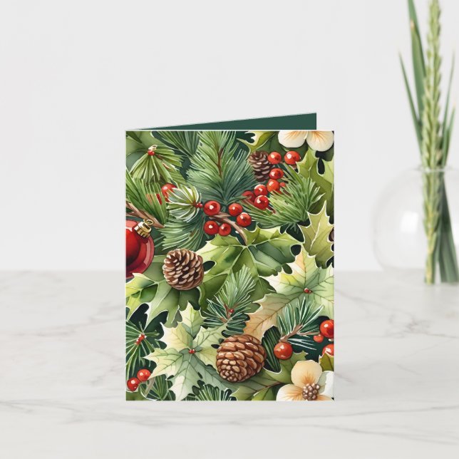 Botanical Elegance Inside Photo Christmas  Card (Front)