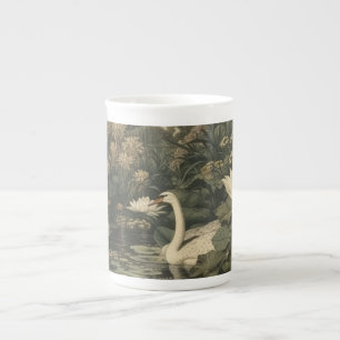 Botanical Elegance – Swan in the Forest Bone China Mug