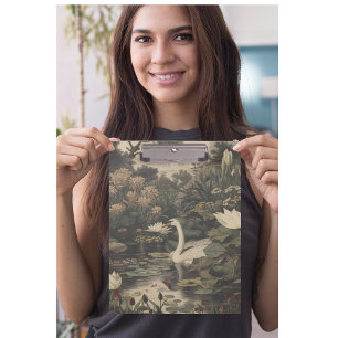 Botanical Elegance – Swan in the Forest Clipboard