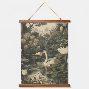 Botanical Elegance – Swan in the Forest Hanging Tapestry