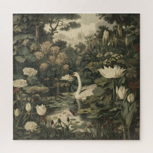 Botanical Elegance – Swan in the Forest Jigsaw Puzzle