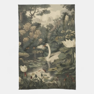Botanical Elegance – Swan in the Forest Kitchen Towel