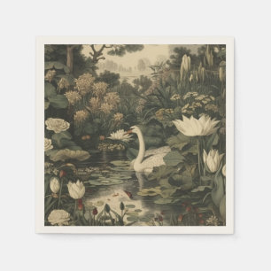 Botanical Elegance - Swan in the forest Napkin