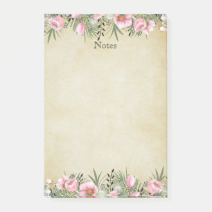 Botanical Elegance: Vintage Paper Floral Border Post-it Notes