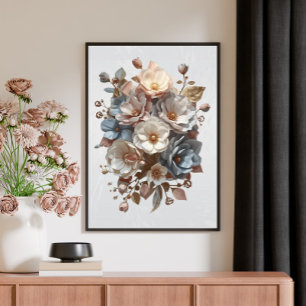 Botanical Elegant 3D Floral Art Canvas Print