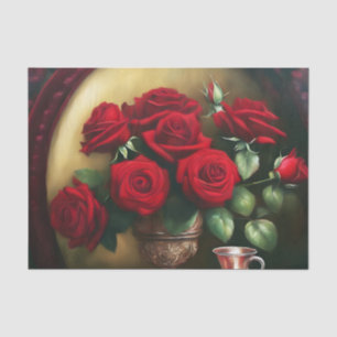Botanical Elegant Bouquet Red Roses Tissue Paper