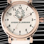 Botanical Elegant couple name Monogram Watch<br><div class="desc">Monogram Watch

love story, wedding gift, anniversary gift, custom name, couples gift idea, for her, for him, romantic, valentine's day, newlyweds</div>