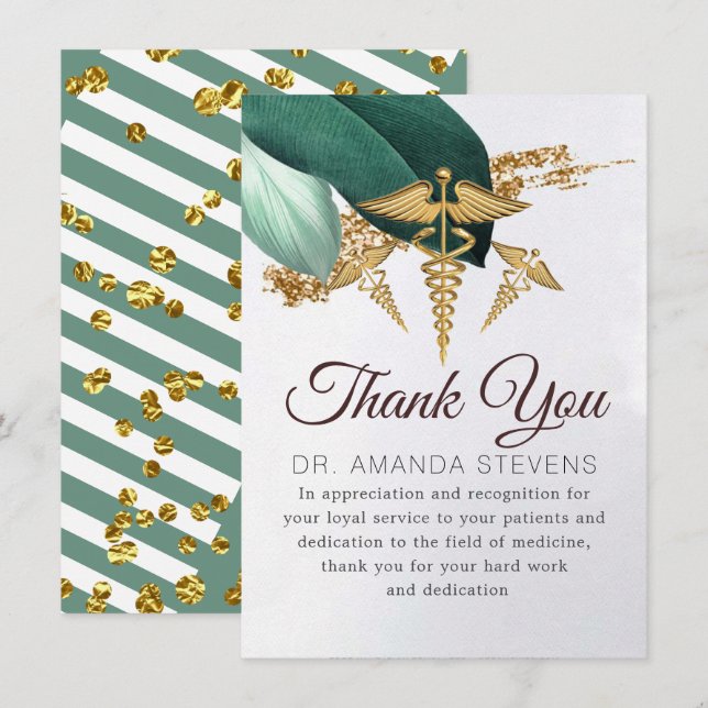 Botanical Elegant Doctor | Nurse Thank You Card (Front/Back)