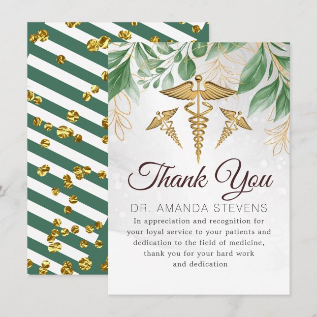 Botanical Elegant Doctor | Nurse Thank You Card (Front/Back)