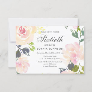 Botanical Elegant Floral 60th Birthday Invite