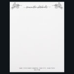 Botanical Elegant Floral Outline Letterhead<br><div class="desc">This letterhead features a floral outline of lilies and the florals are also featured on either side of the name with the address at the bottom.</div>