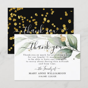 Botanical Elegant Funeral Food Thank You Card