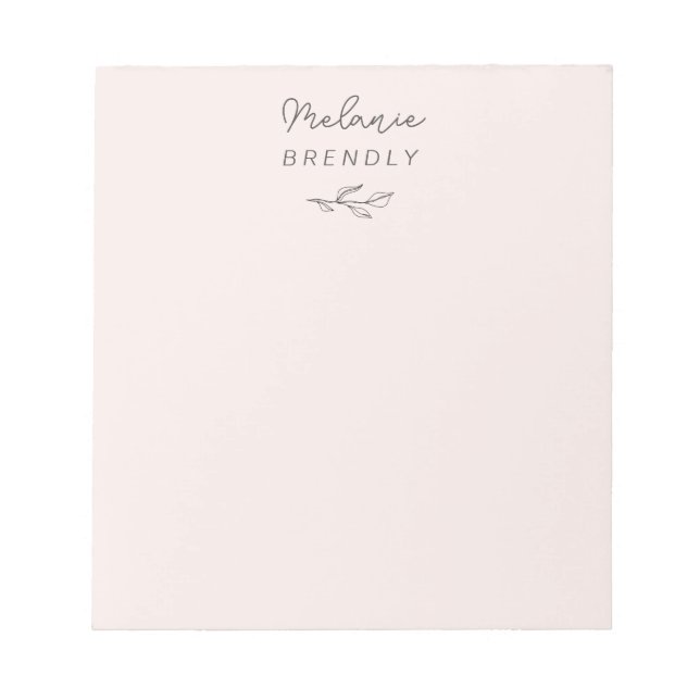 Botanical Elegant Modern Minimalist Pink  Notepad (Front)