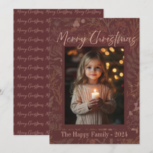Botanical Elegant Photo Merry Christmas  Holiday Card