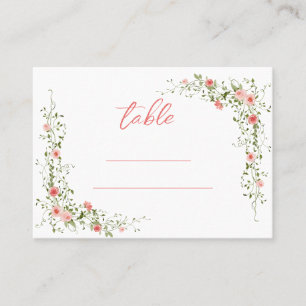 Botanical Elegant pink roses Script Wedding Place Card