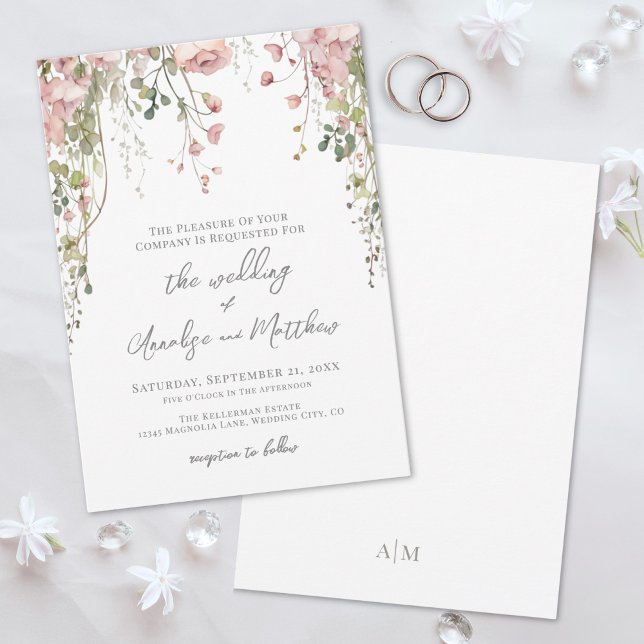 Botanical Elegant Watercolor Wildflower Wedding Invitation (Botanical Elegant Watercolor Wildflower Wedding Invitation)