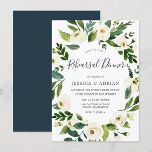 Botanical Elegant Wreath Rehearsal Dinner Invite