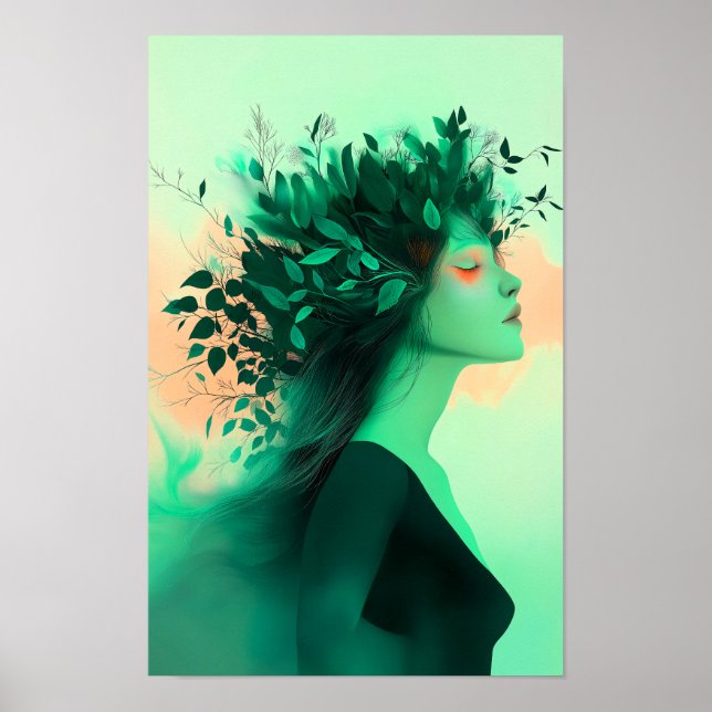 Botanical Emerald Woman Print (Front)