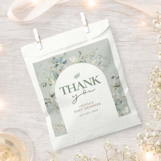 Botanical Eucalyptus Baby Shower Favour Bag (Clipped)