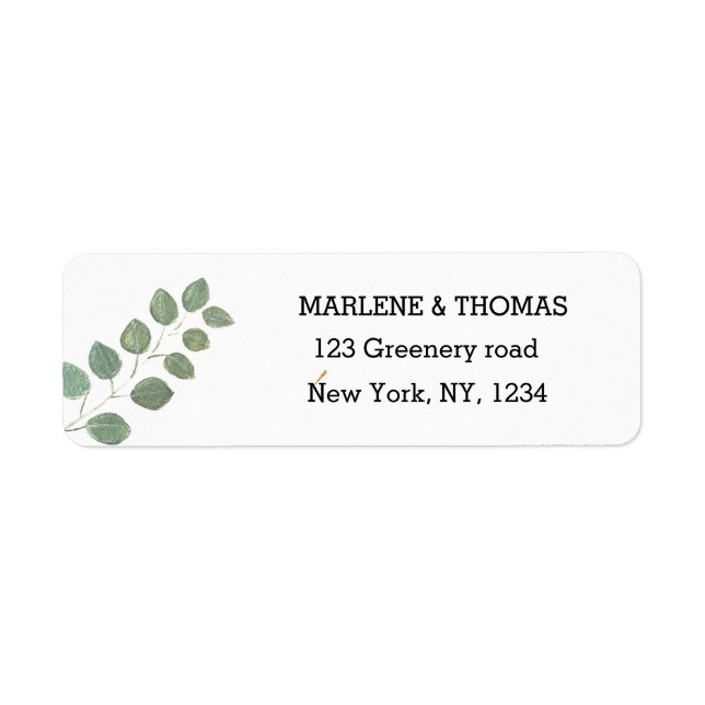 Botanical Eucalyptus Branch Return Address  Label (Front)