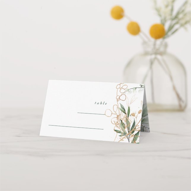 Botanical Eucalyptus Elegant Greenery Moss Fall Place Card (Front)
