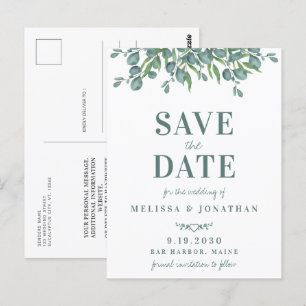 Botanical Eucalyptus Foliage Wedding Save The Date Postcard