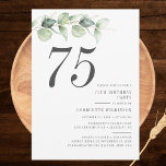 Botanical Eucalyptus Greenery 75th Birthday Invitation<br><div class="desc">Cute and modern, yet elegant 75th birthday party invitations. Featuring a trendy layout and watercolor floral and greenery eucalyptus and pink blush. Perfect for any age birthday party invitation. The template that can be easily edited and the text replaced with your own details by clicking the "Personalize" button. For further...</div>
