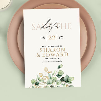 Botanical Eucalyptus Greenery & Arch Photo QR Code Save The Date