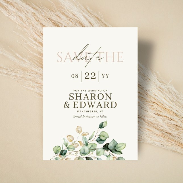 Botanical Eucalyptus Greenery & Arch Photo QR Code Save The Date (Creator Uploaded)