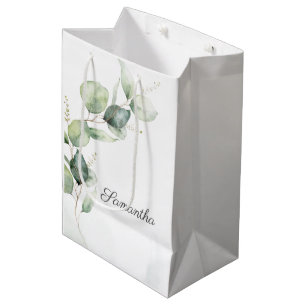Botanical Eucalyptus Greenery Baby Shower Medium Gift Bag