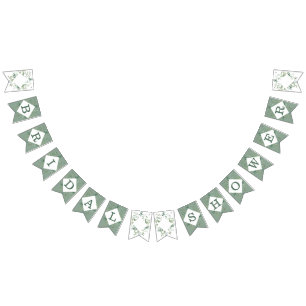 Botanical Eucalyptus Greenery Bridal Shower Bunting Flags