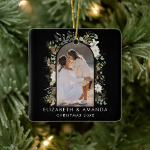 Botanical Eucalyptus Greenery Custom Christmas Ceramic Ornament