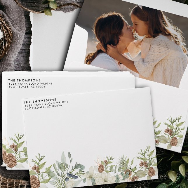 Botanical Eucalyptus Greenery Custom Christmas Envelope (Creator Uploaded)