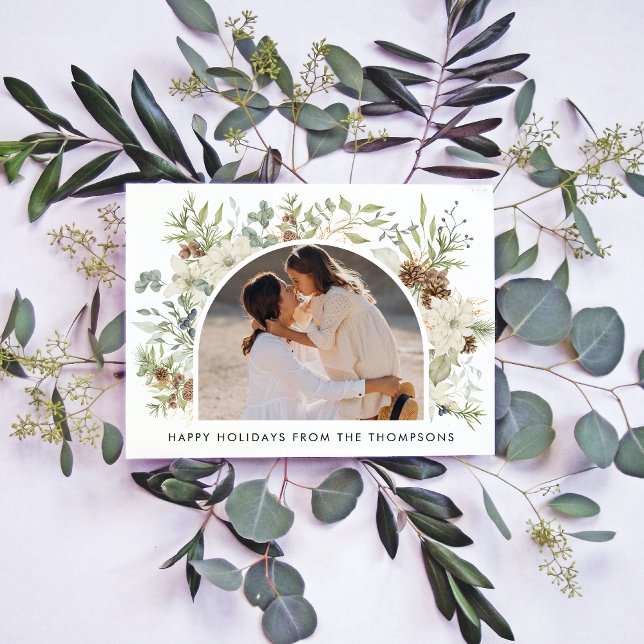 Botanical Eucalyptus Greenery Custom Christmas Holiday Card (Creator Uploaded)