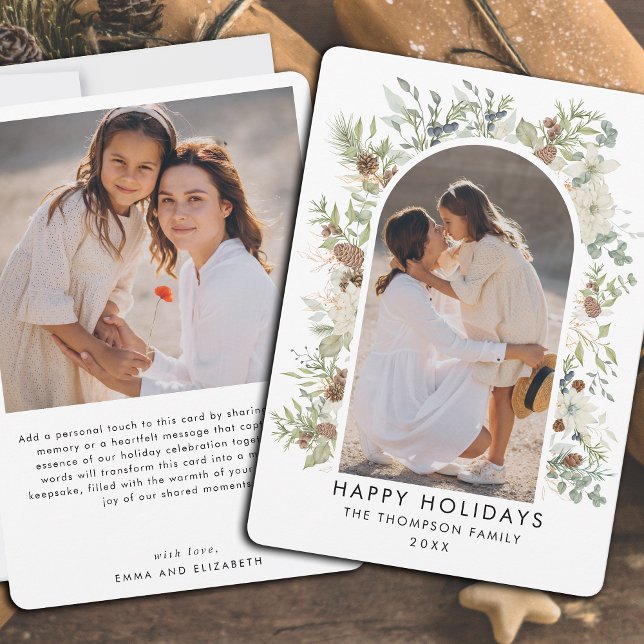 Botanical Eucalyptus Greenery Custom Christmas Holiday Card (Creator Uploaded)