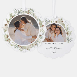 Botanical Eucalyptus Greenery Custom Christmas Orn Ornament Card