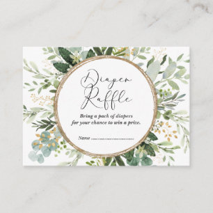 Botanical Eucalyptus Greenery Gold Diaper Raffle Enclosure Card