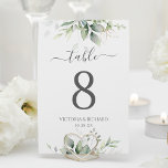 Botanical Eucalyptus Greenery Watercolor Elegant Table Number<br><div class="desc">Beautiful wedding table numbers featuring watercolor eucalyptus and gold leaves.</div>