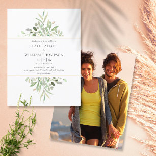 Botanical Eucalyptus Greenery Wedding Photo Invitation Postcard