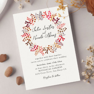 Botanical Eucalyptus Leaf Wreath Photo Wedding Invitation