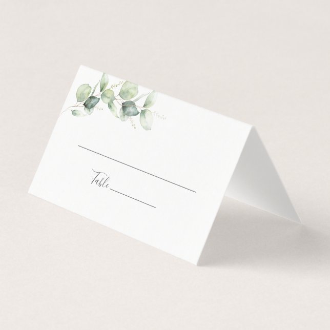 Botanical Eucalyptus Leaves Wedding Place Card (Front)