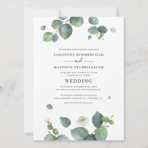Botanical Eucalyptus Modern Greenery Wedding Invitation