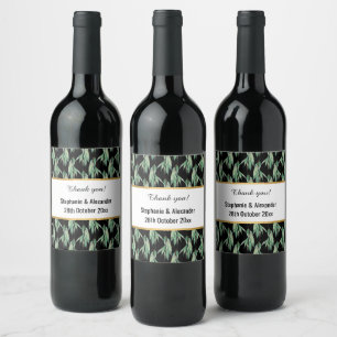 BOTANICAL EUCALYPTUS PATTERN CUSTOM WINE LABEL
